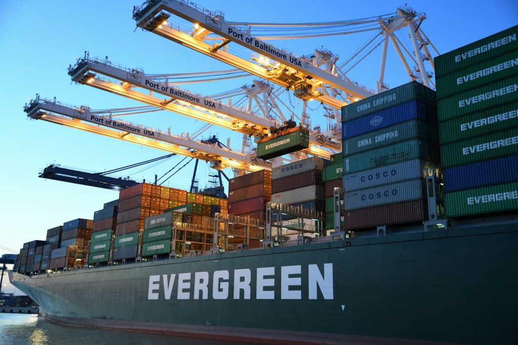 Container ship at sea representing the Jebel Ali to Auckland sea leg