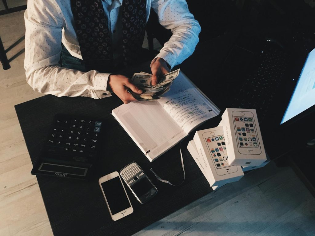 Calculator on financial documents