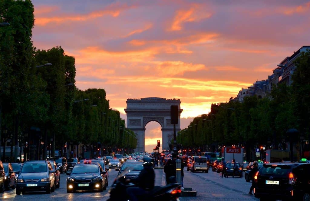 Paris Eiffel Tower at sunset