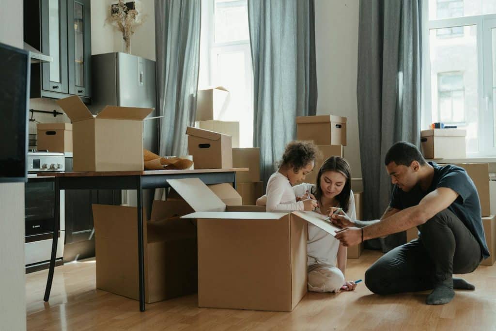 Cardboard moving boxes for household and specialty items