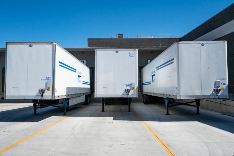 Moving truck loaded with household boxes ready for departure