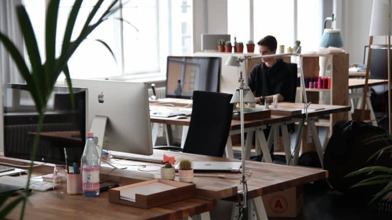Modern office workspace prepared for a corporate move